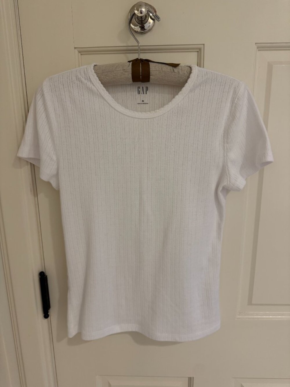 Gap Pointelle Tee in White, Size M